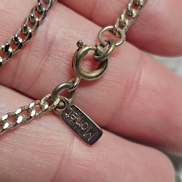 Vintage Signed Monet Flapper Length Silver Beaded Chain Necklace - Picture 3 of 4